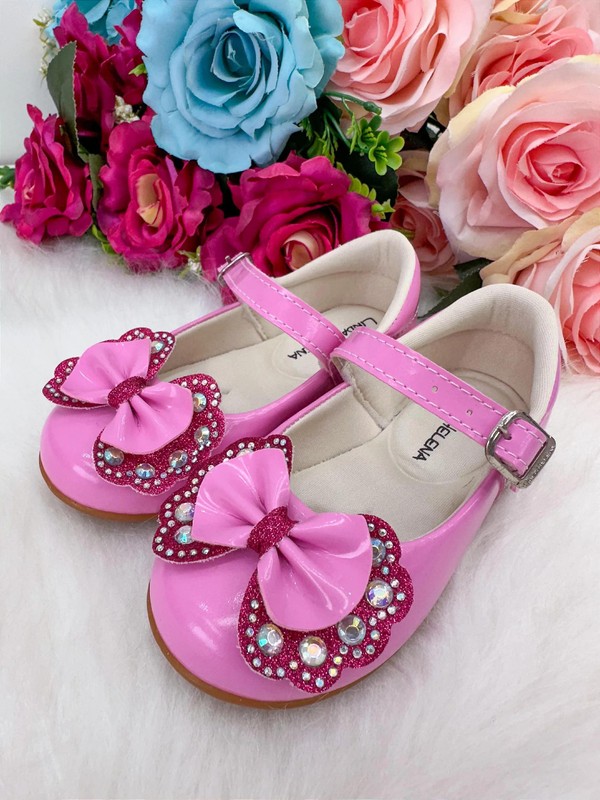 Sapatilha Flor Di Mila – Rosa Chiclete com Pink Laço e Strass