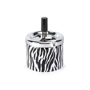 Cinzeiro de Alumínio com Tampa Giratória Redondo - Zebra