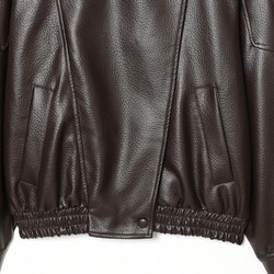 Jaqueta Feminina Oversized Couro Eco Gola Alta Estilo Europeia Vintage Premium Vynara