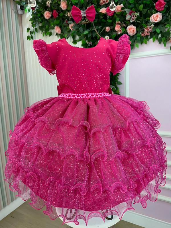 Vestido Luxuoso Babadinho - Pink Brilhante 