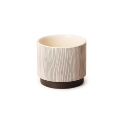 Vaso Cachepot de Cerâmica com Pedestal Bege e Marrom 13cm Mart