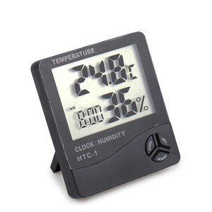 Termo Higrômetro Digital HTC Quadrado - Preto