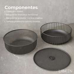 Fruteira de Mesa com Tampa Tela Mesh