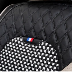 Kit Completo de Capas para Banco de Carro Reverse em Couro Legítimo Universal 5 Lugares Com Airbag + Tapetes e Capa de Volante