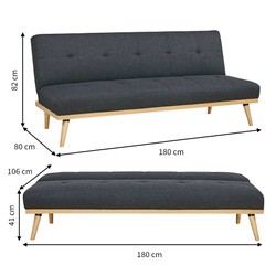 Sofá-Cama 3 Lugares Casal Córsega Cinza Escuro