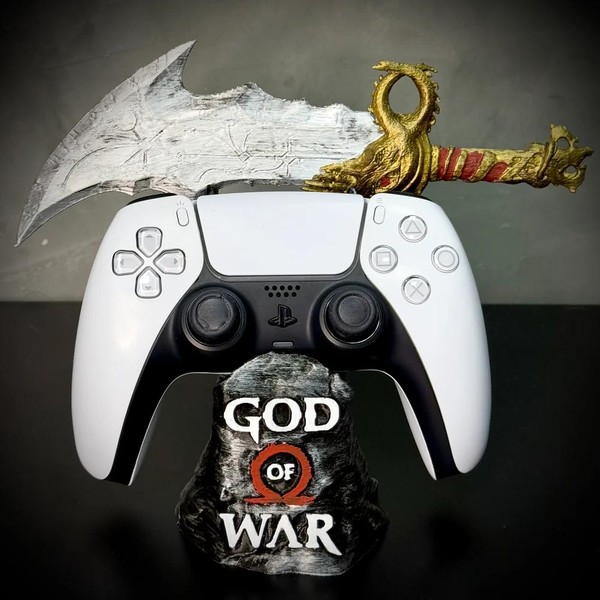 Suporte Premium Para Controle Playstation/xbox God Of War Ragnarok C/ Machado de luxo pintado a mão +CHAVEIRO DE BRINDE Pronta Entrega