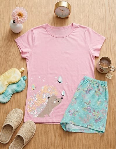 SHORT DOLL MANGA CURTA ROSA FLORES E ESTRELAS 76164 PINGO LELE