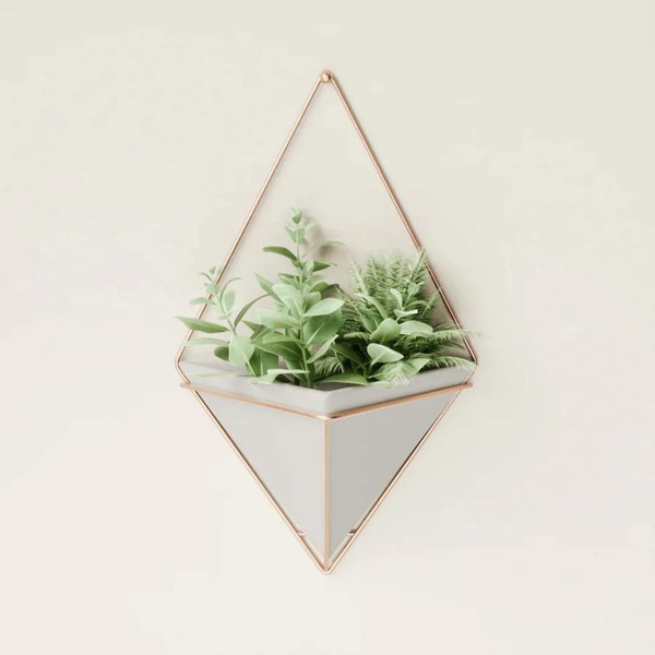 Vaso Decorativo Cachepot de Parede Triangular de Concreto 18 cm x 11,5 cm