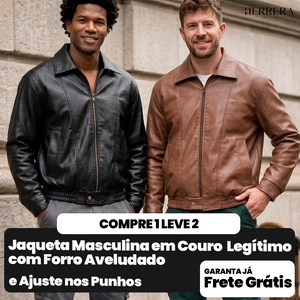 [COMPRE 1 E LEVE 2] Jaqueta Masculina em Couro Legítimo com Forro Aveludado e Ajuste nos Punhos