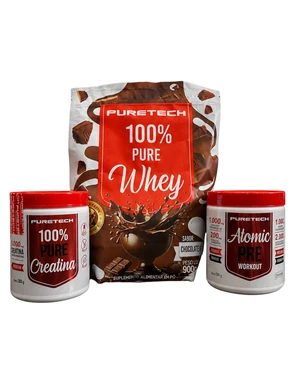 KIT PURETECH - 1 WHEY 100% PURE + CREATINA + PRÉ TREINO