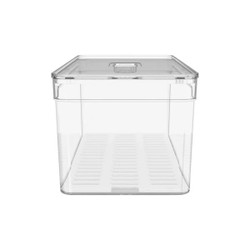 Organizador De Geladeira Com Tampa Clear Fresh 30x15x13cm Natural