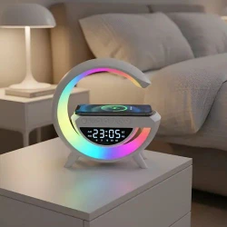 Luminária Inteligente G Speaker 5 em 1 Bluetooth Carregador Sem Fio e Relógio