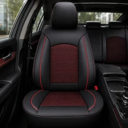 Kit Completo de Capas para Banco de Carro Turbo em Couro Legítimo Universal 5 Lugares Com Airbag + Tapetes e Capa de Volante