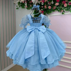 Vestido Luxo Inspiração Cinderela - Laize Bordado Azul