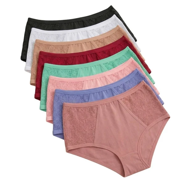 Kit Calcinha Plus Size Algodão Cintura Alta Cós Alto