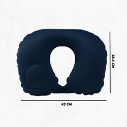 Travesseiro Almofada de Pescoço Inflável e Portátil - AZUL ESCURO