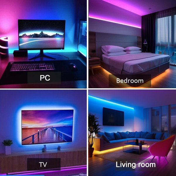 Luzes de tira led rgb 5m 10m 20m 30m luz da sala led com controle app fita flexível luces fita led para decoração do quarto