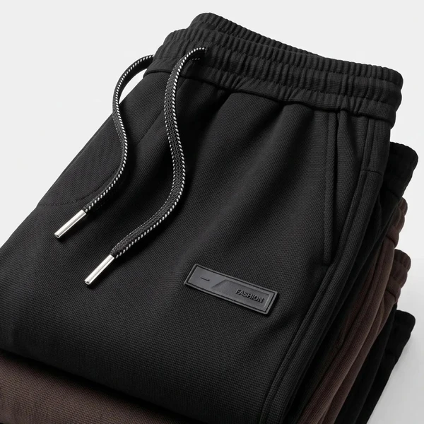 [Pague 2, Leve 3!] Calça Jogger Nordic Masculina em Algodão Texturizado, Poliéster e Forro Fleece de Alta Retenção Térmica com Ajuste Trançado e Ponteiras Metálicas