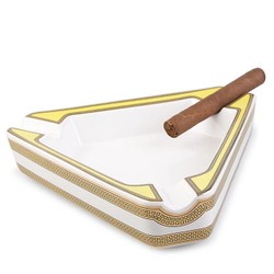 Cinzeiro de Ceramica para 3 Charutos Motier - Branco e Amarelo