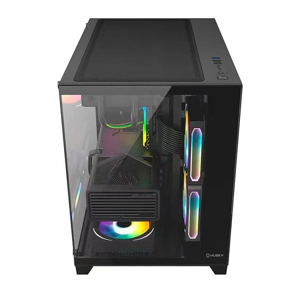 Gabinete Gamer Fortrek Clarity Frontal e Lateral em Vidro Micro ATX Preto