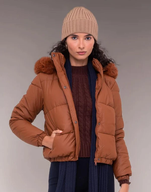 Doudoune Detalhe em Pelos Lauden Preto Velour