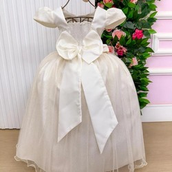 Vestido Luxo Longo Com Aplicações - Off White 