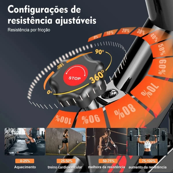 Bicicleta Spinning Ergométrica Para Exercícios Com Monitor Profissional Sport Suporta até 120kg