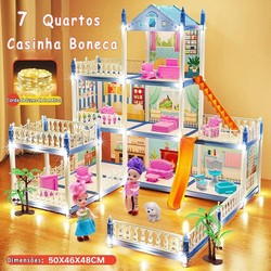 Casinha de Boneca com 14 Quartos - Inclui Corda de Luzes | Brinquedo para Crianças Presente De Aniversário