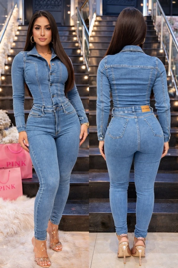 MACACÃO JEANS LONGO SAL E PIMENTA