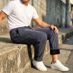 [Leve 3, Pague Só 2!] Calça Kodiak Masculina em Malha Canelada de Alta Densidade e Forro de Pelúcia Densa de Blindagem Térmica com Bolsos em Zíper