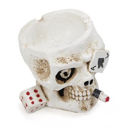 Cinzeiro de Resina para 3 Cigarros - Caveira Cassino