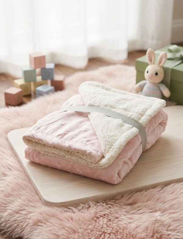 COBERTOR DOTS ESTAMPADO CHEVRON ROSA LAÇO BEBE 16275