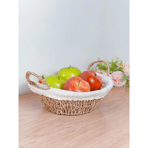 Cesta ou Fruteira Sisal com Forro 27cm x 21cm x 12,5 cm