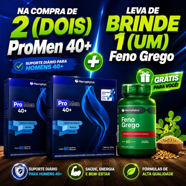 Energia Vitalidade Homem Madureza kit ProMen 40+ COM 60 CÁPSULAS DE 760mg