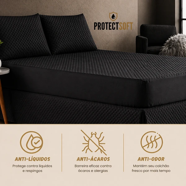 ProtectSoft™ – Pague 1, Leve 3 | Capa Impermeável Premium + 2 Fronhas [OFERTA LIMITADA 🔥]