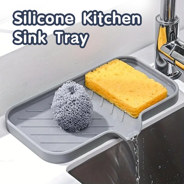 Tapete De Torneira De Silicone Para Pia De Cozinha Almofada De Dreno De Esponja Sink SplashDrying Bandeja de armazenamento de bancada Saboneteira