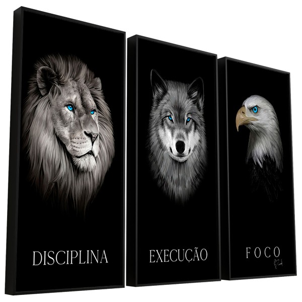 Quadro Disciplina, Execução e Foco 3 Peças