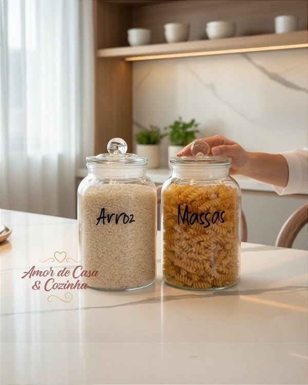 KIT 2 POTES DE VIDRO HERMÉTICO ARENA 1,5L PERSONALIZADO