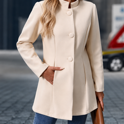 Sobretudo Feminino Inverno Lã Grossa Gola Alta