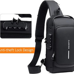 Pochet masculina com cadeado à prova d'água anti-roubo preta