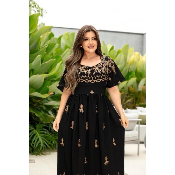 Vestido moda evangélica elegante luxo duna bordado maravilhoso
