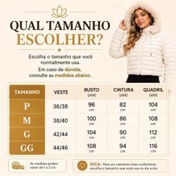 Jaqueta Puffer Teddy Feminina Forrada com Capuz Removível