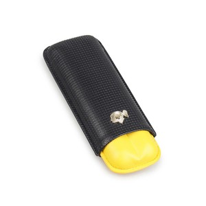Porta 2 Charutos em Couro Cohiba com Brasão - Amarelo