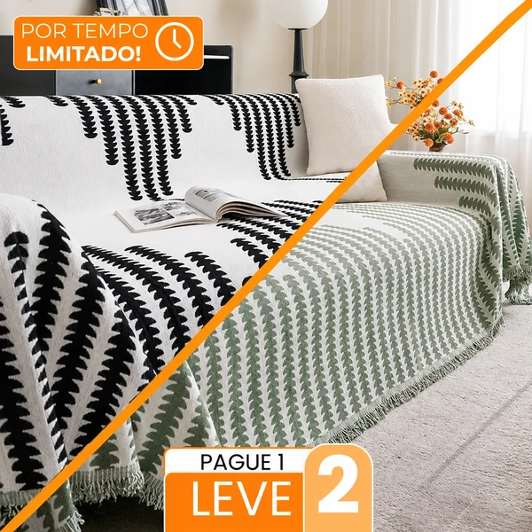 [Compre 1, Leve 2] Kit Jasmin - Capa em Chenille com Escudo Anti-Manchas e Anti-Odor + 2 Almofadas de Brinde