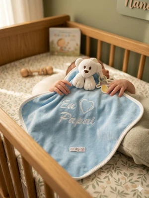 NANINHA ZIP BLANKET CETIM EU AMO PAPAI AZUL