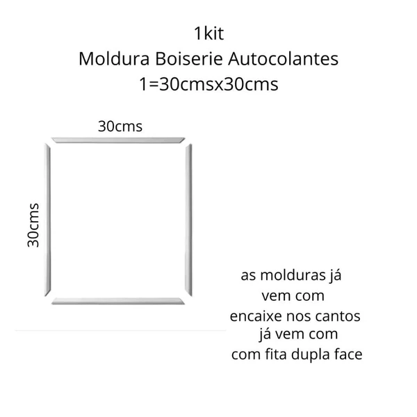 Kit Moldura Boiserie MDF Autocolante Branco