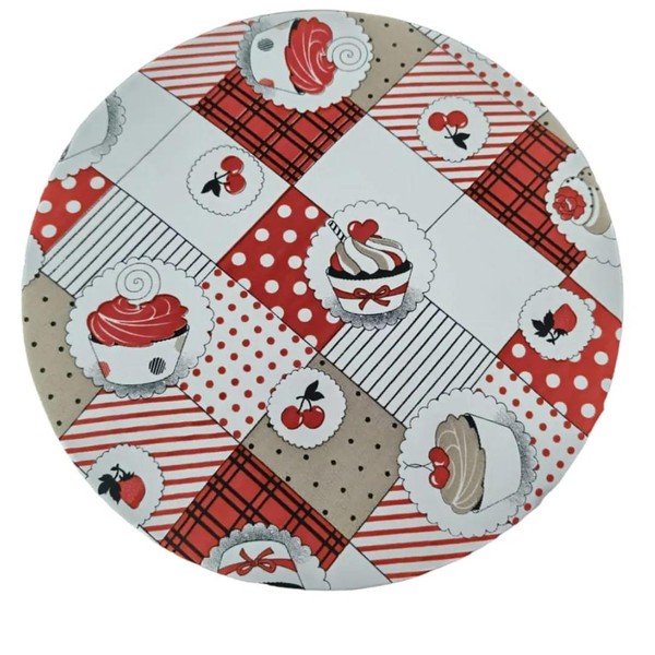 Jogo Americano Redondo Sousplat - Cupcake Vermelho