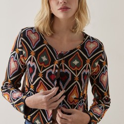 Jaqueta Cropped Tricot Jacquard  - Anturio Wallpaper