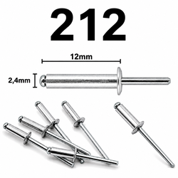 Rebite Pop 212 Alumínio 2,4 x 12 mm - Kit com 100 Unidades | Alta Resistência