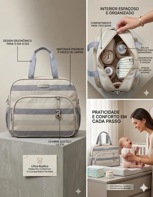 B21012 BOLSA TÉRMICA MATERNIDADE P DENVER LISTRAS AZUL,  BATISTELA BABY
